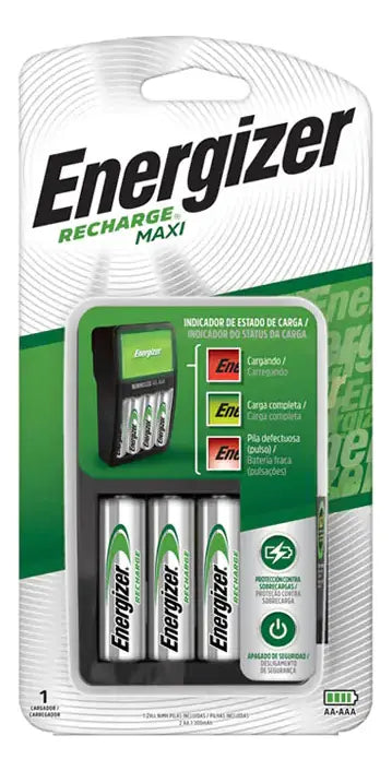 Cargador Energizer Maxi + 1 Par De Aa Recargable