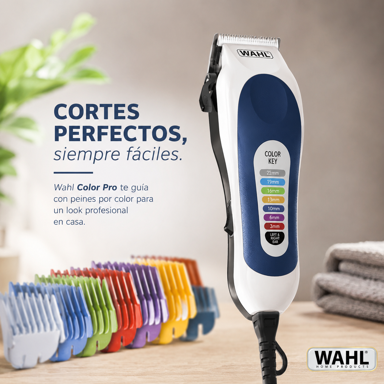 Kit Maquina Peluquera Wahl  Color Pro 10 Guías Más Tijeras Y Estuche  Blanco 110v
