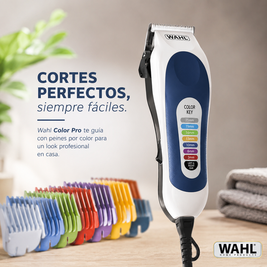 Kit Maquina Peluquera Wahl  Color Pro 10 Guías Más Tijeras Y Estuche  Blanco 110v