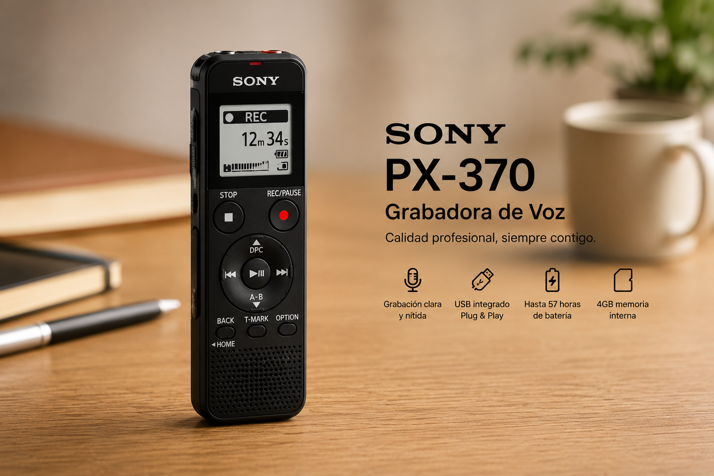 Grabadora De Voz Sony Px-370 Periodista Negro