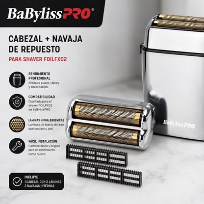 Cabezal + Navaja Repuesto Para Shaver Babyliss Foilfx02 Cromo