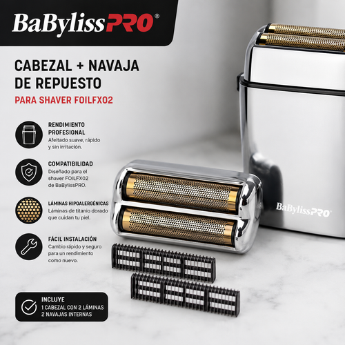 Cabezal + Navaja Repuesto Para Shaver Babyliss Foilfx02 Cromo