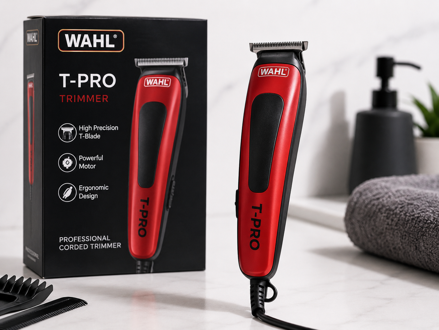 Máquina Patillera Wahl T Pro 9307 Con Cable Original Rojo 110v