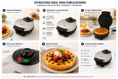 Máquina Oster® Para Hacer Waffles Belgas Ckstwf2000 Color Plata 110v