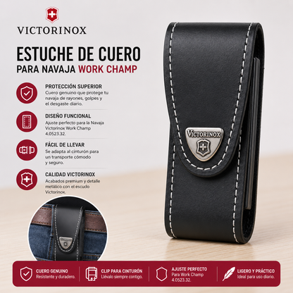 Estuche De Cuero Vitorinox Navaja Work Champ 4.0523.32