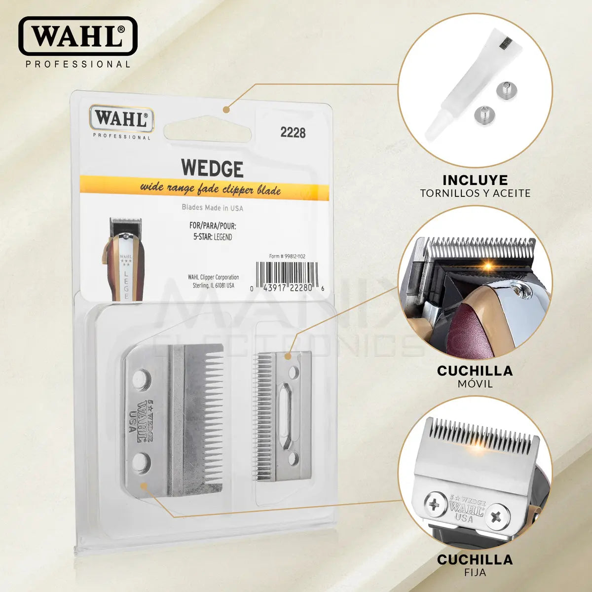 Navaja Repuesto Cuchillas Wahl 2228 Legend 5star Profesional Color Acero