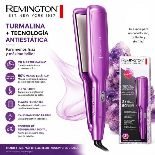 ✨ Plancha Alisadora Remington Est. New York 1937 Cerámica + Turmalina Antiestática