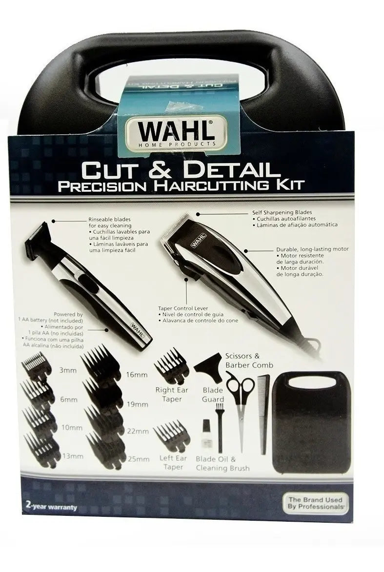 Kit Maquina Y Patillera Wahl Cut And Detail 18 Piezas  Negro 110v