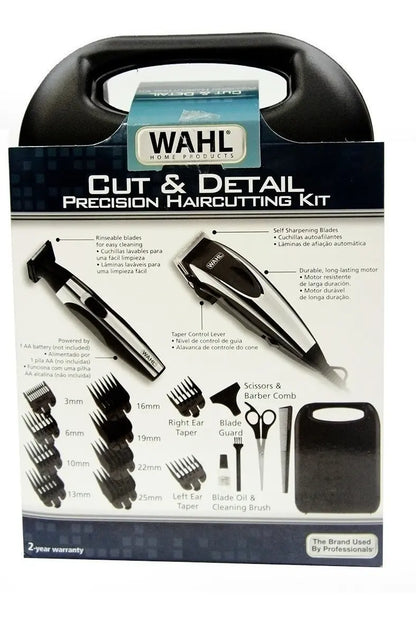 Kit Maquina Y Patillera Wahl Cut And Detail 18 Piezas  Negro 110v