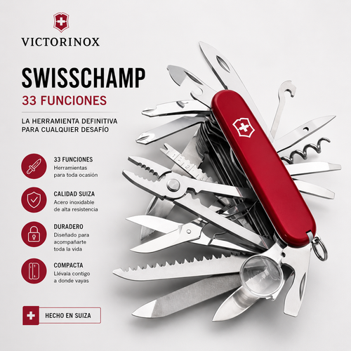 Navaja Suiza Victorinox Swisschamp 33 Servicios Original Negro