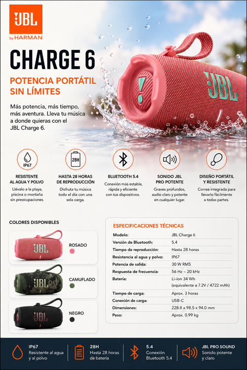 🔊 Parlante JBL Charge 6 Bluetooth Original